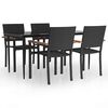 vidaXL Hagespisegruppe 5 deler svart polyrotting