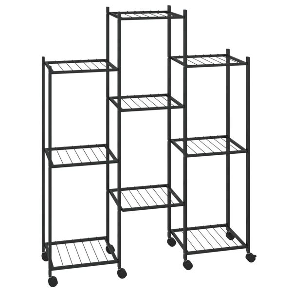 vidaXL Blomsterstativ med hjul 83x25x103,5 cm svart jern