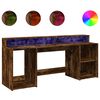 vidaXL Skrivebord med LED-lys r&oslash;kt eik 200x55x91 cm konstruert tre