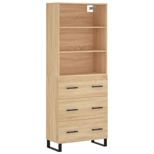 vidaXL Highboard sonoma eik 69,5x34x180 cm konstruert tre