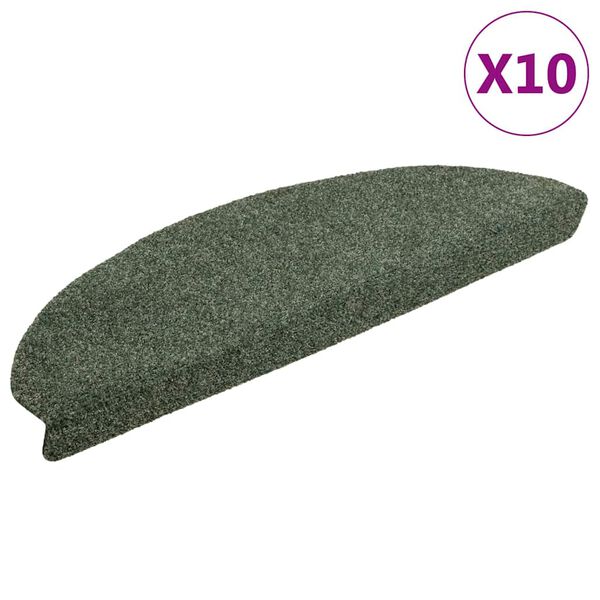 vidaXL Trappematter selvklebende 10 stk 65x21x4 cm grønne halvrund store