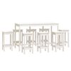 vidaXL Barsett 9 deler hvit heltre furu