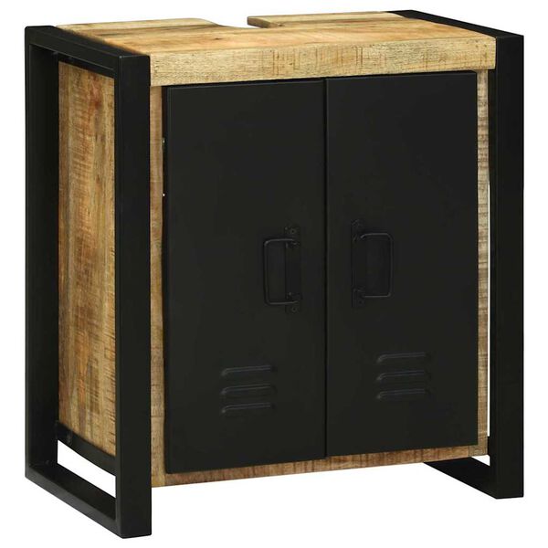 vidaXL Baderomsinnredningssett med hylle 3 pcs Brun Massiv mango tre