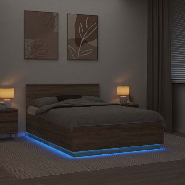 vidaXL Sengestamme Sonoma eik 150 x 200 cm Konstruert tre