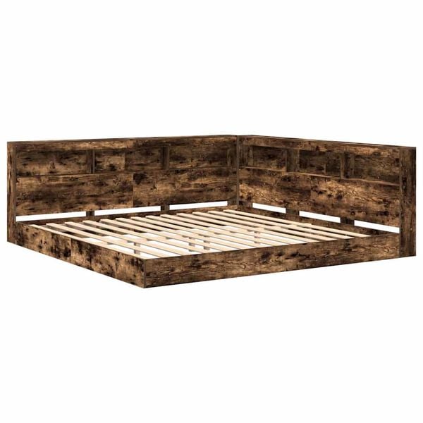 vidaXL Bokhylle Seng med lagring R&oslash;kt eik 180 x 200 cm Konstruert tre