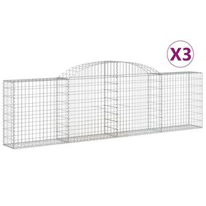 vidaXL Gabionkurver buede 3 stk 300x30x80/100 cm galvanisert jern