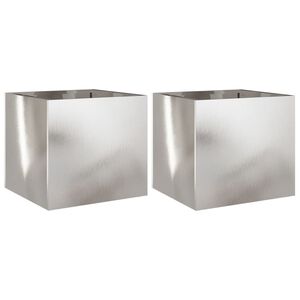 vidaXL Plantekasser 2 stk s&oslash;lv 32x30x29 cm rustfritt st&aring;l