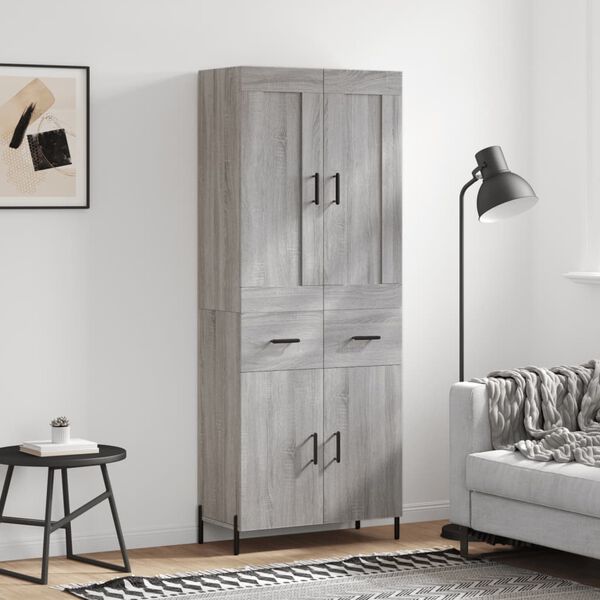 vidaXL Highboard gr&aring; sonoma 69,5x34x180 cm konstruert tre