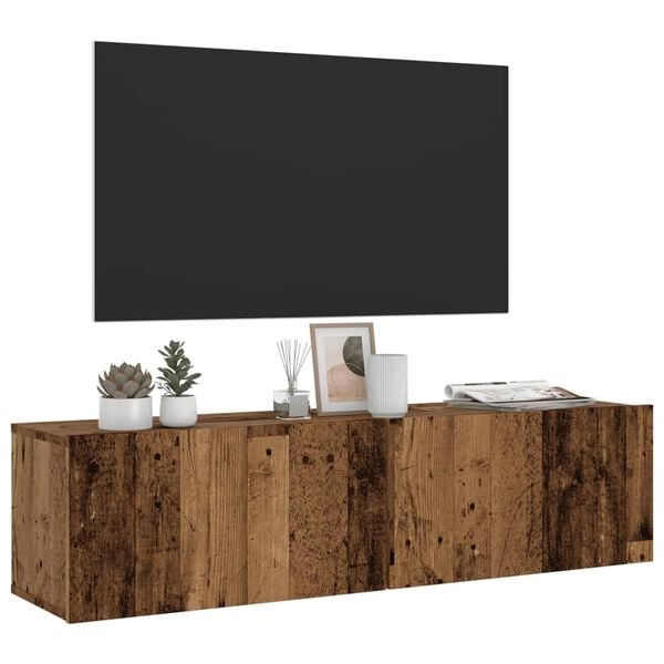 vidaXL Vegghengt TV-benk gammelt tre 120x30x30 cm konstruert tre