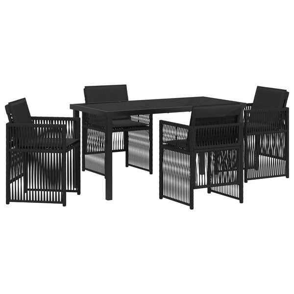 vidaXL Hage Spisegruppe 5 pcs Svart Poly rattan