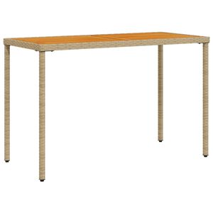 vidaXL Hagebord med topp i akasietre beige 115x54x74 cm polyrotting