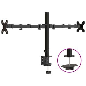 vidaXL Dobbelt skjermstativ svart st&aring;l VESA 75/100 mm