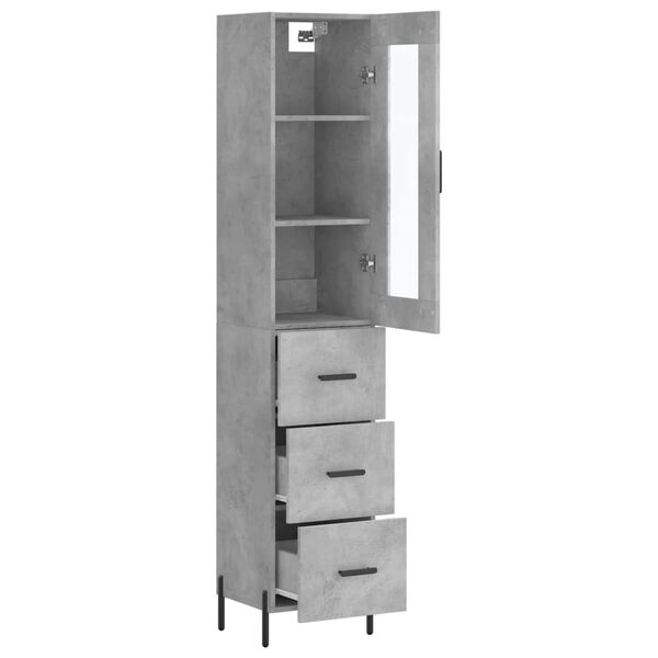 vidaXL Highboard betonggr&aring; 34,5x34x180 cm konstruert tre