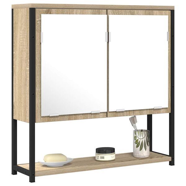 vidaXL Baderomsspeil Beige 60 x 16 x 60 cm Glass og konstruert tre