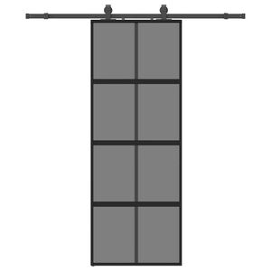 vidaXL Skyved&oslash;r med monteringssett svart 76x205 cm herdet glass