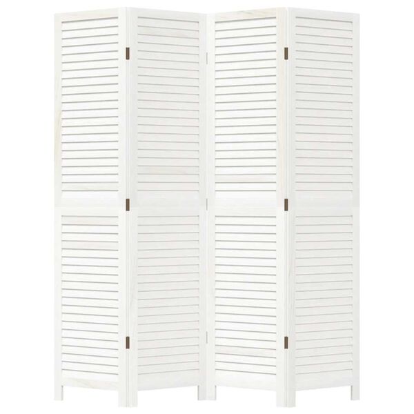 vidaXL Romdeler 4 paneler hvit heltre keisertre