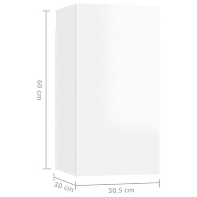vidaXL TV-benk høyglans hvit 30,5x30x60 cm sponplate