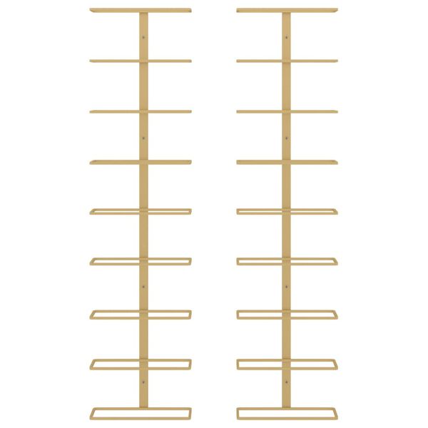 vidaXL Veggmontert vinstativ for 9 flasker 2 stk gull jern