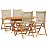 vidaXL Hage Spisegruppe 5 pcs Beige Solid akasietre og poly rattan