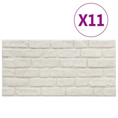 vidaXL 3D veggpaneler med hvitt mursteindesign 11 stk EPS