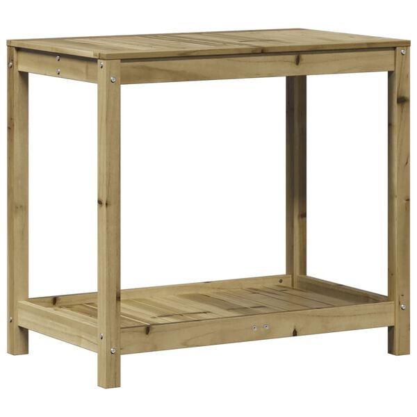 vidaXL Pottebord med hylle 82,5x50x75 cm impregnert furu