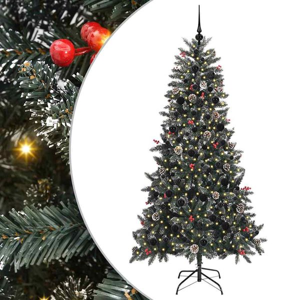 vidaXL Kunstig juletre med 300 LED gr&oslash;nn 210 cm PVC og plast og st&aring;l