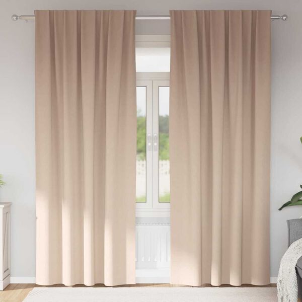vidaXL M&oslash;rkleggende Gardiner med Ringer 2 pcs Gr&aring;brun 225 x 140 cm