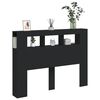 vidaXL Sengegavl med LED svart 140x18,5x103,5 cm konstruert tre