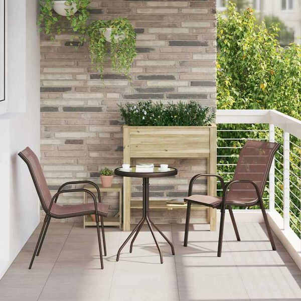 vidaXL Hage Bistro Sett 3 pcs Brun Stål