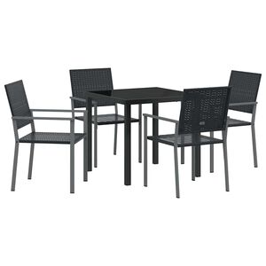 vidaXL Hage Spisegruppe 5 stk. Svart PE Rattan
