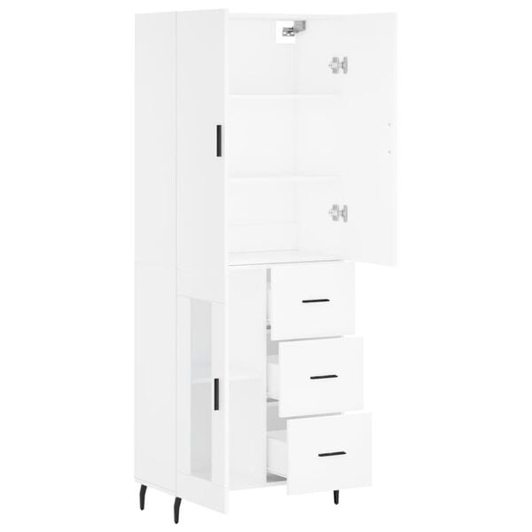 vidaXL Highboard hvit 69,5x34x180 cm konstruert tre
