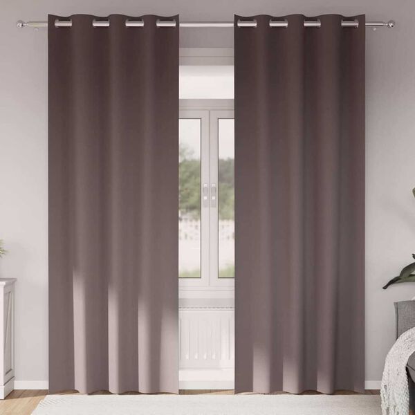 vidaXL M&oslash;rkleggende Gardiner med Ringer 2 pcs M&oslash;rk brun 260 x 140 cm