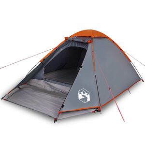 vidaXL Kuppeltelt for camping 2 personer gr&aring; og oransje vanntett