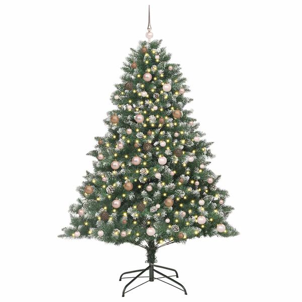 vidaXL Kunstig juletre med 300 LED gr&oslash;nn 210 cm PVC og plast og st&aring;l