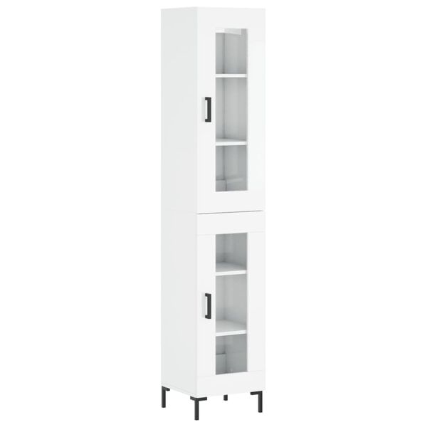 vidaXL Highboard h&oslash;yglans hvit 34,5x34x180 cm konstruert tre