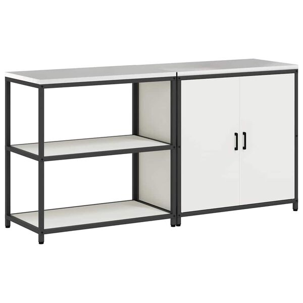 vidaXL Kj&oslash;kkenoppbevaringssett med hylle 2 pcs Hvit Kaldvalsest&aring;l