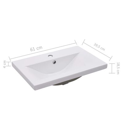 vidaXL Servantskap med innebygd vask høyglans hvit sponplate