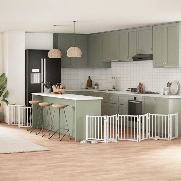 vidaXL Hundeport sammenleggbar 15 paneler hvit 750 cm poppeltre