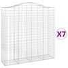 vidaXL Gabionkurver buede 7 stk 200x50x200/220 cm galvanisert jern