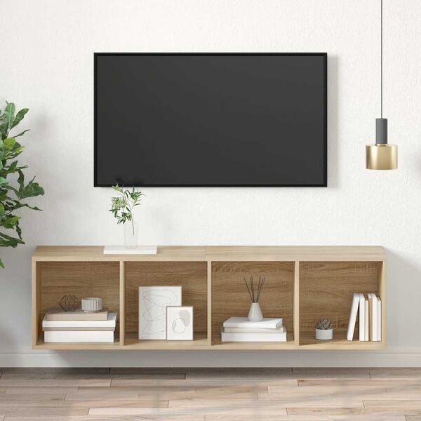 vidaXL Vegghengt TV-benk sonoma eik 37x37x142,5 cm konstruert tre