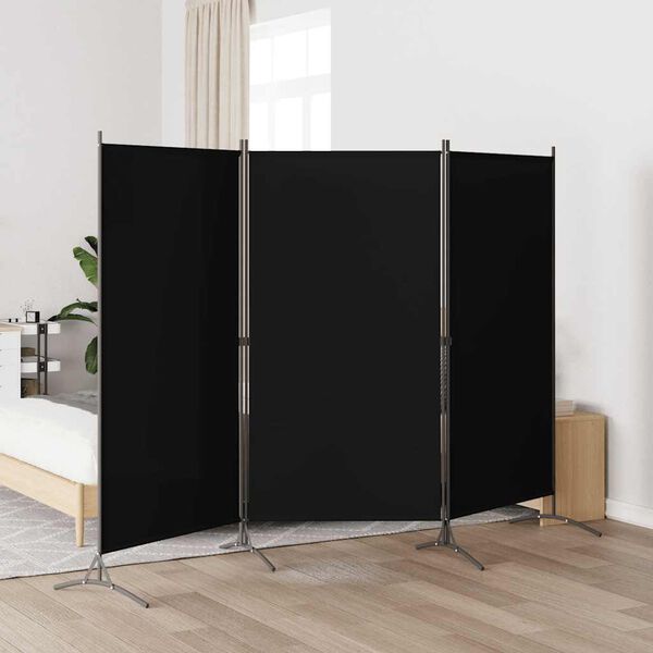 vidaXL Romdeler 3 paneler svart 260x180 cm