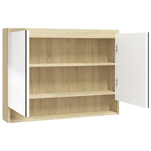 vidaXL Speilskap til bad 80x15x60 cm MDF hvit og eik