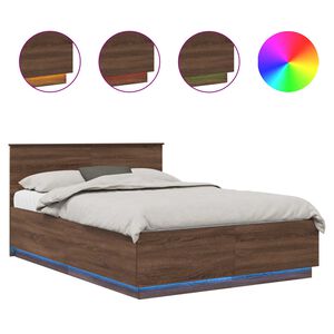 vidaXL Sengestamme med hodegjerde Brun Eik 150 x 200 cm Konstruert tre