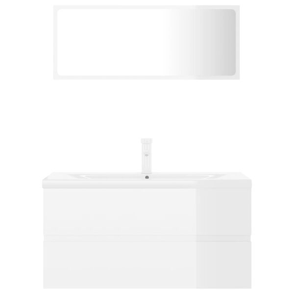 vidaXL Baderomsmøbelsett høyglanset hvit sponplate