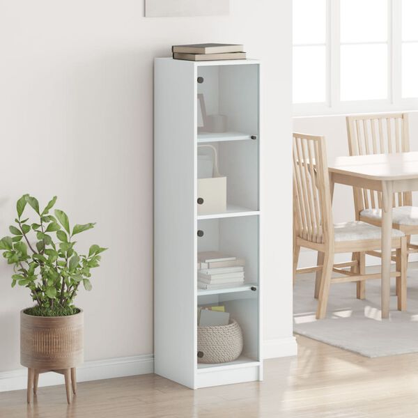 vidaXL Highboard med glassdører hvit 35x37x142 cm