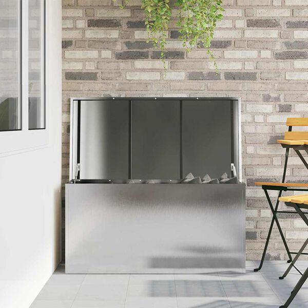 vidaXL Utend&oslash;rs Lagringsboks s&oslash;lv 100 x 50,5 x 50 cm St&aring;l