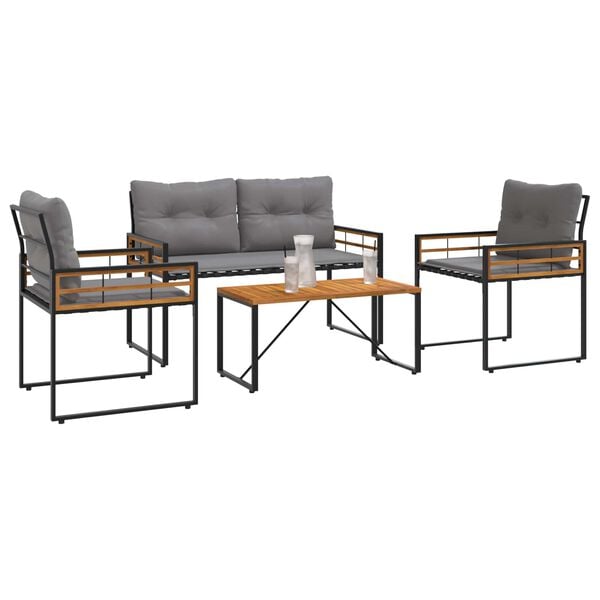 vidaXL Utem&oslash;belsett med pute 4 pcs Lysegr&aring;