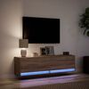 vidaXL Vegghengt TV-benk med LED brun eik 140x31x38 cm