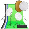 vidaXL Fotostudiosett med lyssett, bakgrunn og reflektor