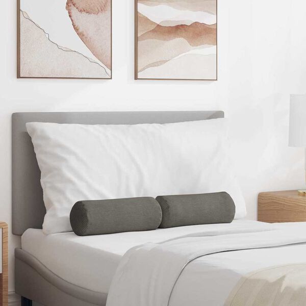 vidaXL Bolster puter 2 pcs Lysegrå Ø 15 x 40 cm Corduroy stoff